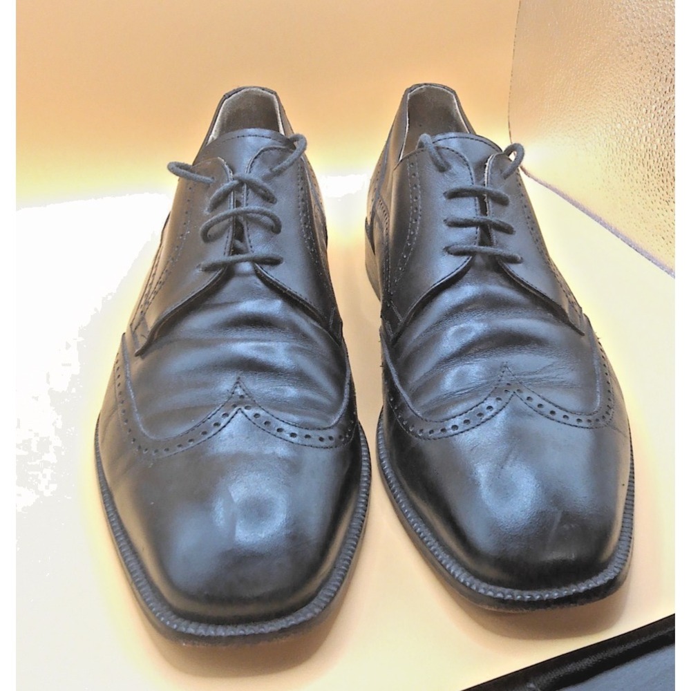 MENS LORENZI BLACK WINGTIP SHOES SIZE 43.5